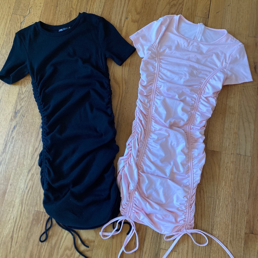 Bodycon Ruched Dress with Side Drawstring